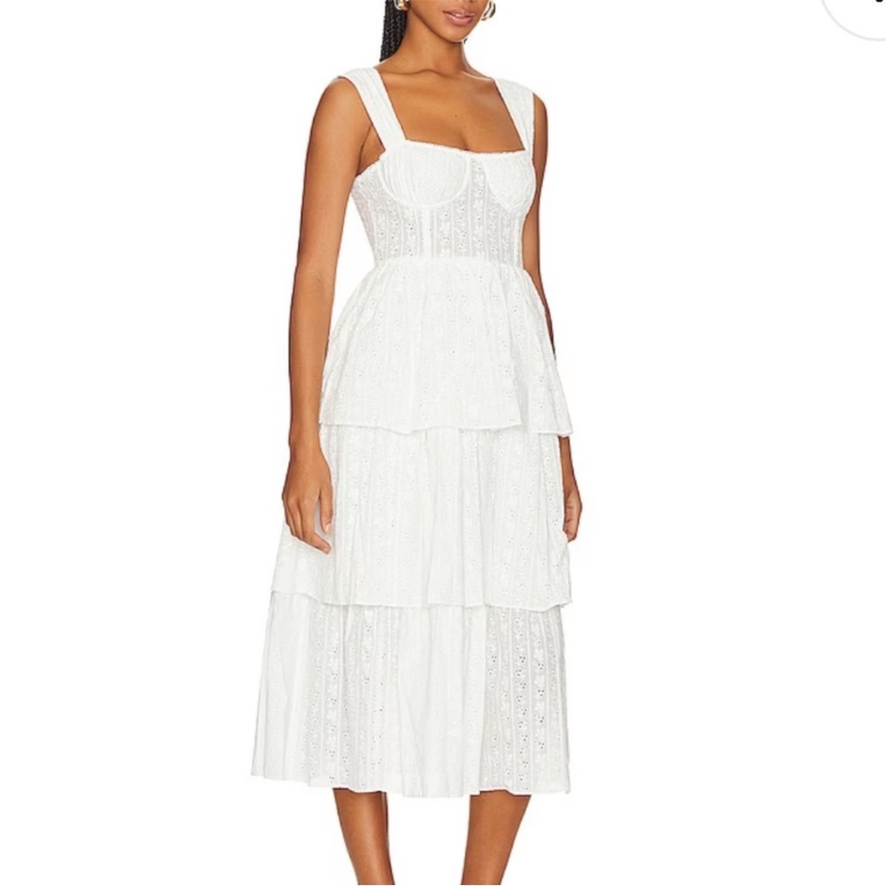 NWT White eyelet corset midi dress from Weworewhat